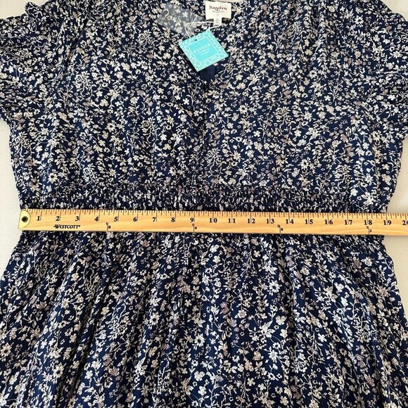 Hayden Maxi Dress Navy Blue Ditsy Floral Smocked Waist Size 1XL - Picture 8 of 11